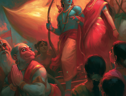 Sri Rama Returns to Ayodhya in Pushpaka Vimana Art Digital Download | Hd Image file download
