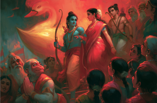 Sri Rama Returns to Ayodhya in Pushpaka Vimana Art Digital Download | Hd Image file download