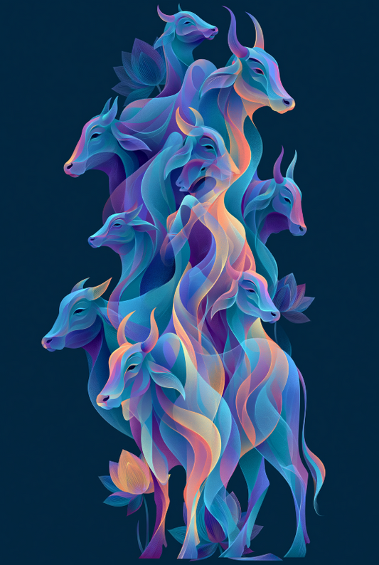 Abstract Cow Digital Download | High-Resolution Printable Wall Art | Modern Spiritual Animal Artwork