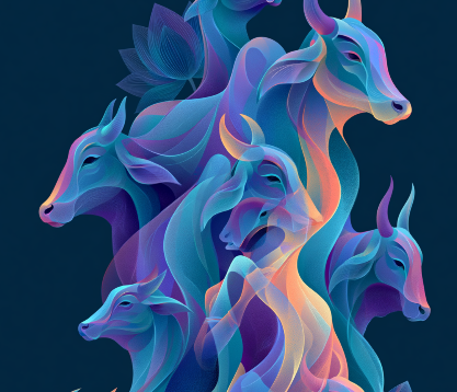 Abstract Cow Digital Download | High-Resolution Printable Wall Art | Modern Spiritual Animal Artwork