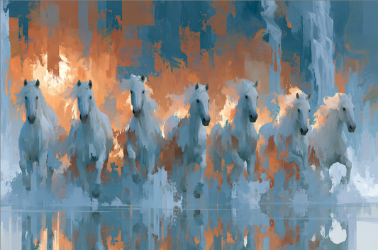 Seven White Horses Digital Download | Abstract Spiritual Wall Art | High-Resolution Printable Artwork