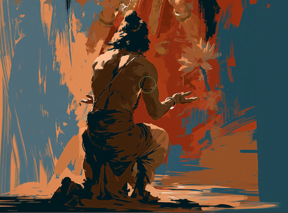 Kiratarjuniya Unframed Canvas Print | Shiva Grants Pashupatastra to Arjuna | Premium Polycanvas Wall Art