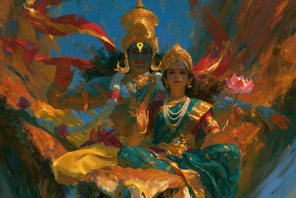 Lord Vittala and Rukmini Devi on Garuda unframed canvas