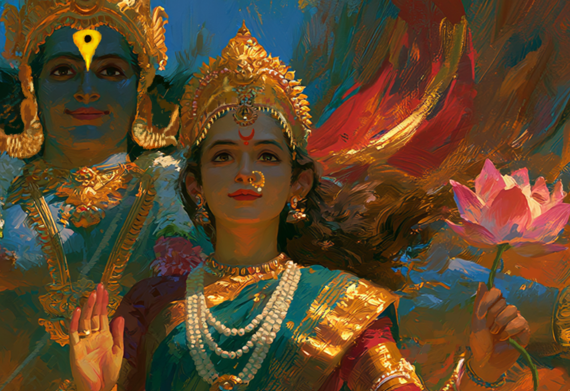 Lord Vittala and Rukmini Devi on Garuda art Digital Download | suitable for bigger prints