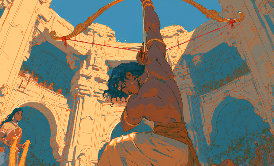 Arjuna Wins Draupadi's Swayamvara art unframed canvas