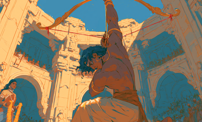 Arjuna Wins Draupadi's Swayamvara art unframed canvas