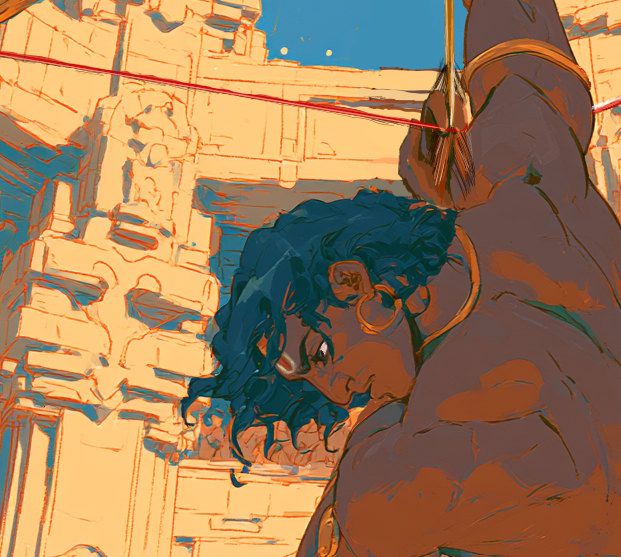 Arjuna Wins Draupadi's Swayamvara art unframed canvas