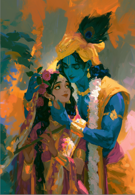 Radha Krishna Digital Download | HD Printable Hindu Wall Art | Divine Love Artwork | Instant Download