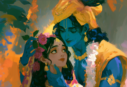 Radha Krishna art Poster Print | Premium Hindu Wall Art | Divine Love Wall Décor | Best Spiritual Gift