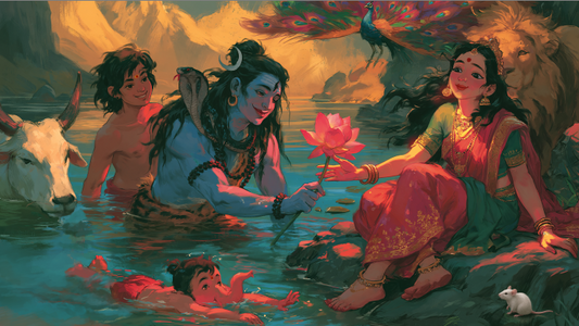 Lord Shiva Parvati Family Digital Download | Shiva Parivar with Baby Ganesha & Kartikeya | Kailash Divine Family Art | HD Printable Hindu Soft Copy PNG