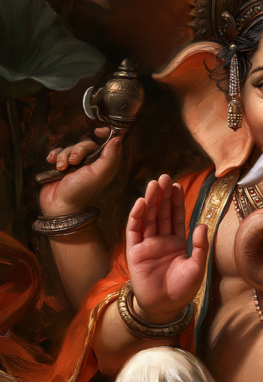 Lord Ganesha Digital Artwork | Sri Ganesha Devotional Art | Hindu God Wall Art | HD Printable Spiritual Art | Ganpati Soft Copy Download