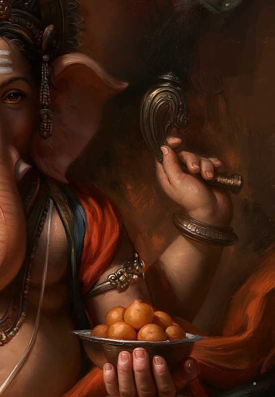 Lord Ganesha Digital Artwork | Sri Ganesha Devotional Art | Hindu God Wall Art | HD Printable Spiritual Art | Ganpati Soft Copy Download