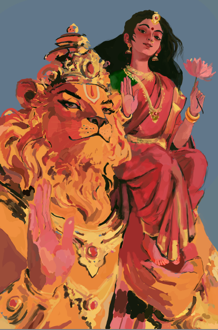 Lakshmi Narasimha Swamy Digital Download | Lord Narasimha Carrying Goddess Lakshmi | Hindu Devotional HD Artwork | Digital Soft Copy