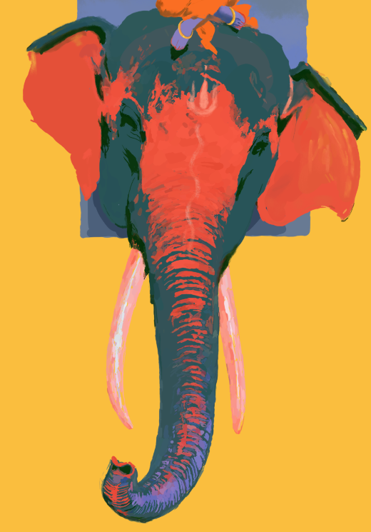 Sri Krishna on Elephant Playing Flute Digital Download | Little Krishna on elephant Artwork | Hindu Spiritual Art | HD Digital Soft Copy