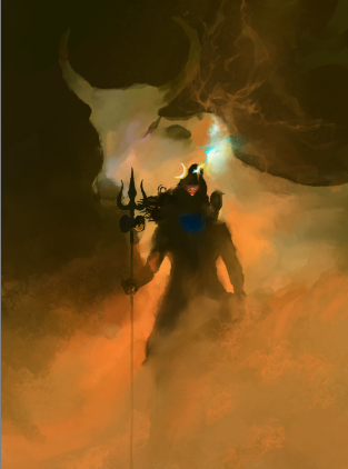 Abstract Shiva and Nandi Digital Download | Lord Shiva with Nandi Hindu Spiritual Art | Modern Devotional HD Digital Soft Copy