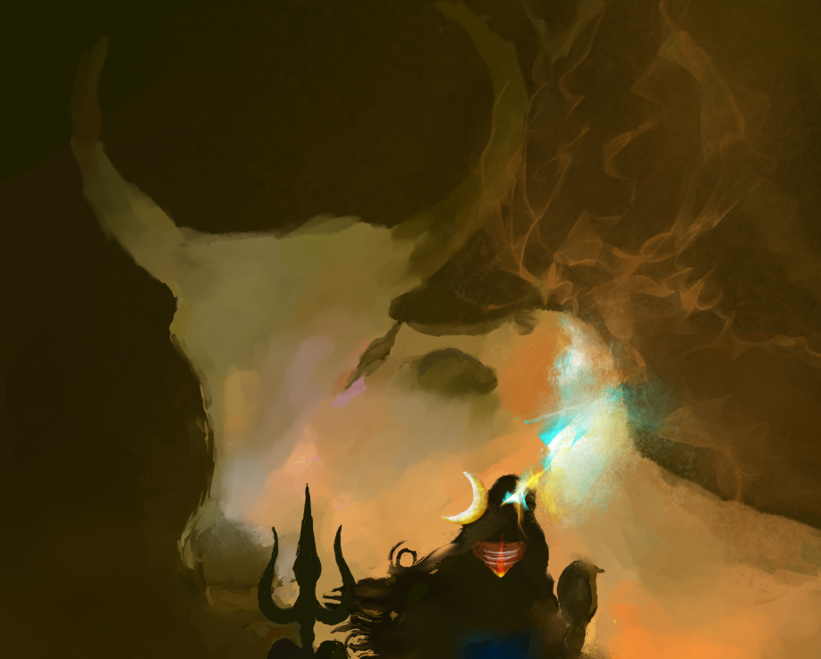 Abstract Shiva and Nandi Digital Download | Lord Shiva with Nandi Hindu Spiritual Art | Modern Devotional HD Digital Soft Copy
