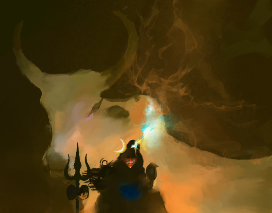 Abstract Shiva and Nandi Digital Download | Lord Shiva with Nandi Hindu Spiritual Art | Modern Devotional HD Digital Soft Copy