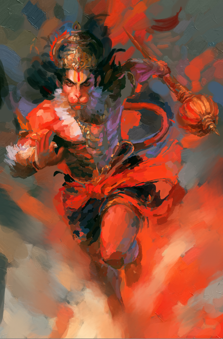 Bhadra Anjaneya Swamy Digital Download | Lord Hanuman Devotional Artwork | Powerful Hanuman Spiritual Art | HD Digital Soft Copy
