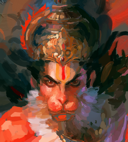 Bhadra Anjaneya Swamy Poster | Powerful Lord Hanuman Devotional Wall Art | Hanuman Spiritual Poster | Hindu Art Print