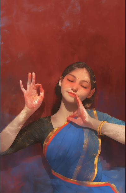 Bharatanatyam Pose Digital Art - Graceful Mudras and Timeless Beauty (1700x2700 Pixels, 96 DPI)