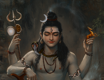 Lord Shiva Canvas Wall Art | Mahadeva Vastu Positive Divine Décor | PolyCanvas Spiritual Gift Frame