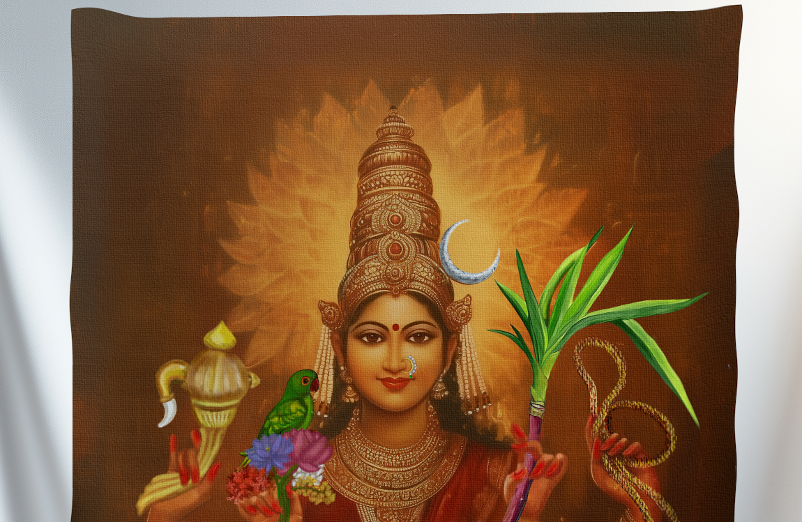 Lalitha Tripura Sundari Canvas Print Roll (Unframed) – Kanchi Kamakshi Devi Wall Art for Home Temple, Meditation & Spiritual Décor