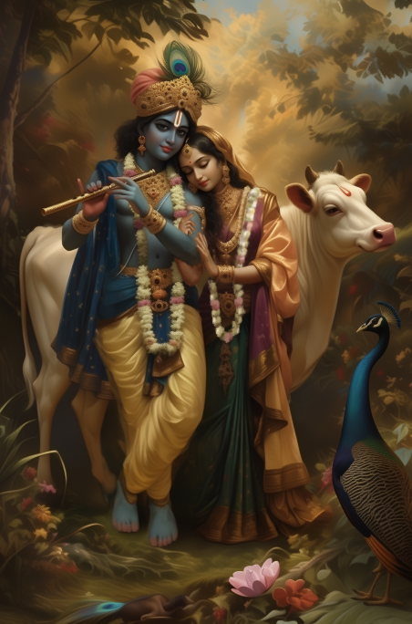 Radha Krishna Digital Download | Divine Love Hindu Art | 300 DPI High-Resolution File for Wall Prints & Décor