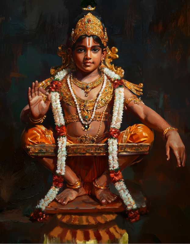 Ayyappa Swamy Photo Frame | Lord Ayyappan Wall Art | 300 GSM Glossy Laminated Artboard | Vastu Positive Devotional Gift