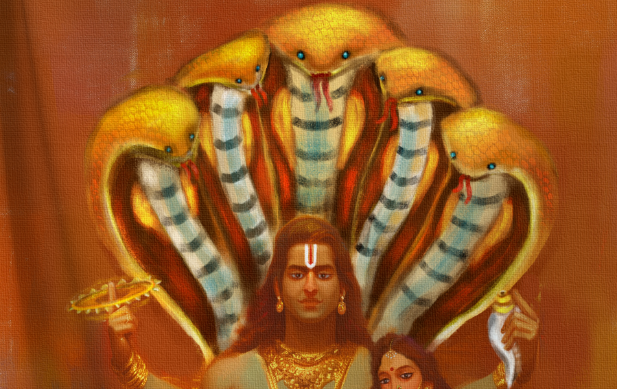 Lakshmi Narayan Canvas Print Roll (Unframed) – Vishnu and Lakshmi Wall Art for Home Temple, Wealth & Spiritual Décor