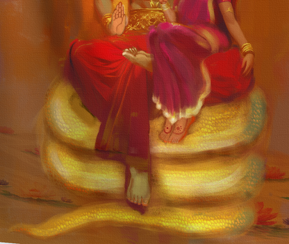 Lakshmi Narayan Canvas Print Roll (Unframed) – Vishnu and Lakshmi Wall Art for Home Temple, Wealth & Spiritual Décor