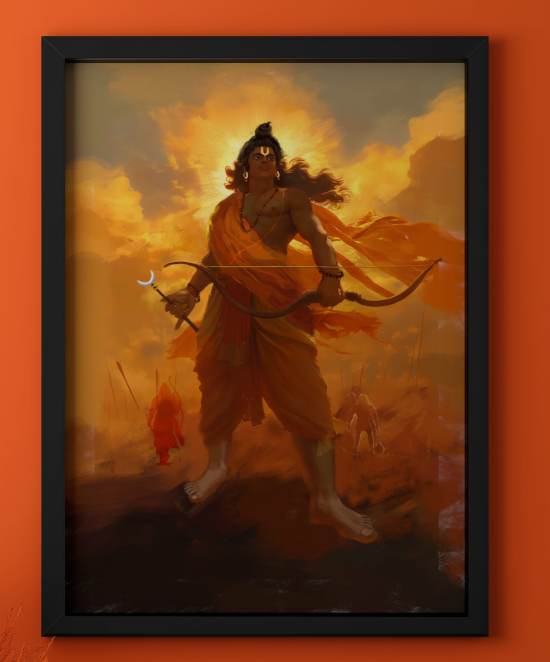 Sri Rama Photo Frame | Shri Ram Wall Art for Home Temple | 300 GSM Glossy Laminated Artboard | Vastu Positive Spiritual Gift