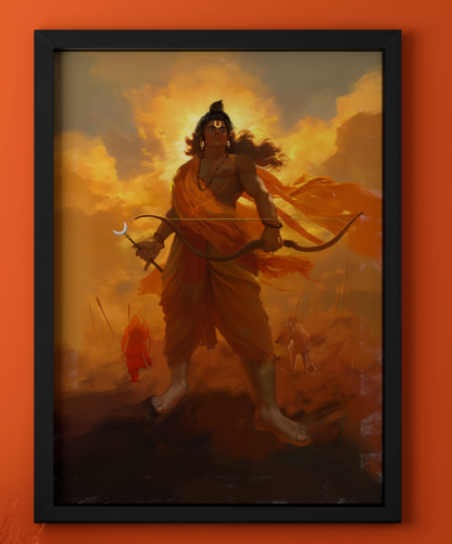 Sri Rama Photo Frame | Shri Ram Wall Art for Home Temple | 300 GSM Glossy Laminated Artboard | Vastu Positive Spiritual Gift