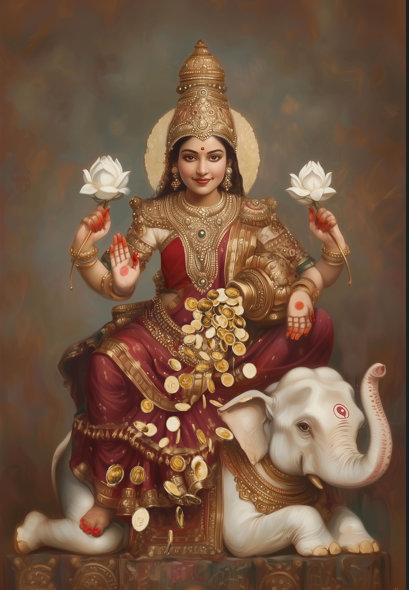 Divine Digital Art of Devi Mahalakshmi – Goddess of Wealth & Prosperity | 1700x2600 Pixels