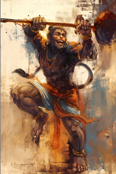 Sri Hanuman Dancing in Devotion to Lord Rama Photo Frame | Vastu Positive Wall Art | Spiritual Gift | Premium Laminated Glossy Finish