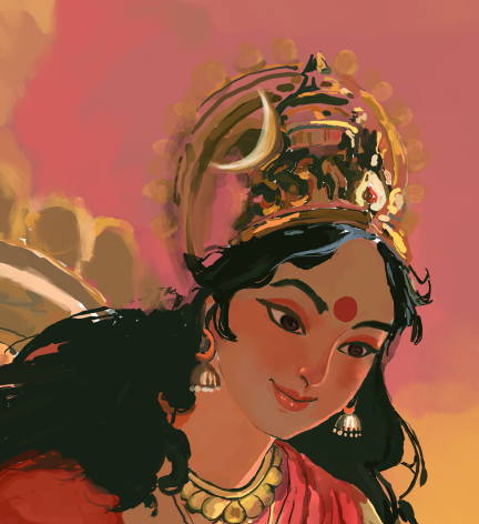 Goddess Annapurna Feeding Lord Shiva Poster | Maa Annapurna Giving Alms to Shiva | Hindu Devotional Wall Art | Spiritual Poster Print