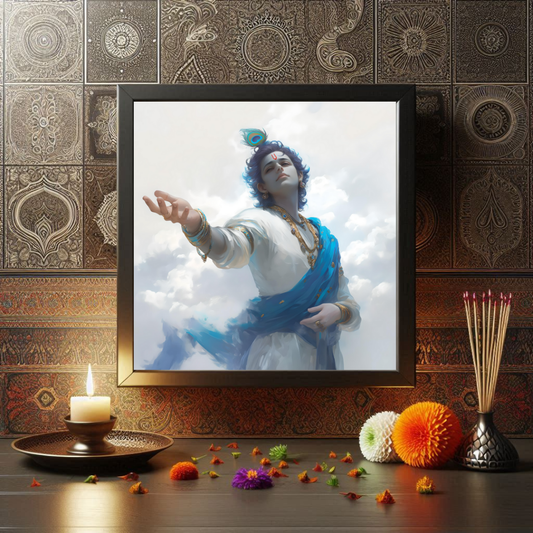 Helping Hands Sri Krishna Photo Frame | Perfect Gift for Krishna Devotees | 300 GSM Glossy Finish