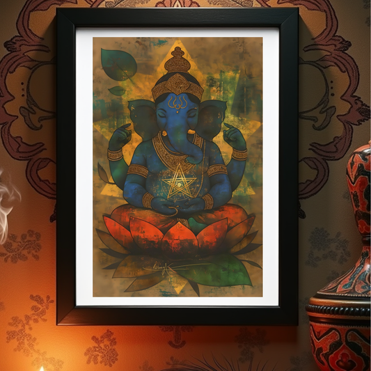 Ganesha Doing Meditation Photo Frame | Perfect Gift for Ganesha Devotees | 300 GSM Glossy Finish