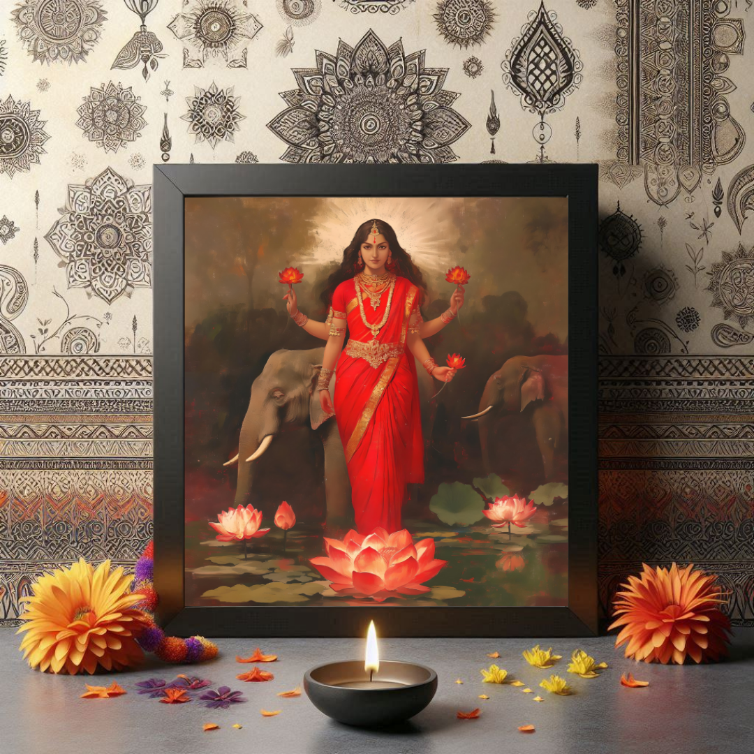 Goddess Lakshmi with Divine Aura Photo Frame | Perfect Wall Décor & Gift for Lakshmi Devotees