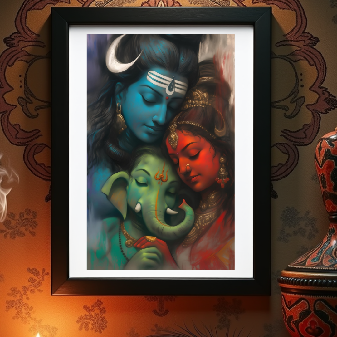 Shiv Parivar Photo Frame | Perfect Gift for Shiva Devotees | 300 GSM Glossy Finish