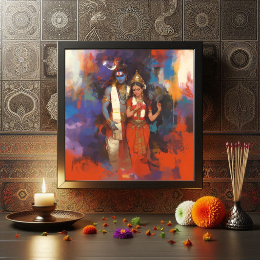 Shiv Parvati Photo Frame | Perfect Gift for Shiva and Parvati Devotees | 300 GSM Glossy Finish