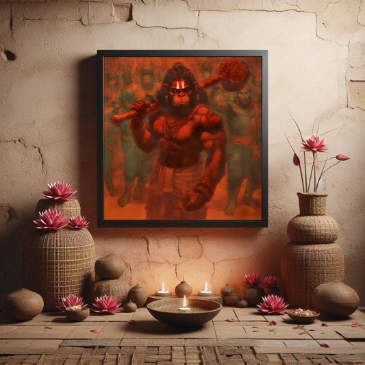 Hanuman Frame Photo | Anjaneya Photo Frame | Bajrangbali Ki Photo Frame | 300 GSM Glossy Finish | Perfect Gift for Hanuman Devotees