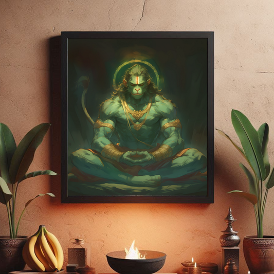 Hanuman Meditating Photo Frame | Perfect Gift for Hanuman Devotees | Available Online | 300 GSM Glossy Finish