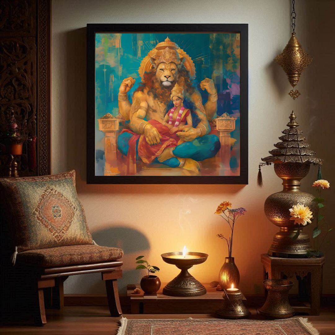 Lakshmi Narasimha Swamy Photo Frame | Perfect Gift for Devotees | 300 GSM Glossy Finish