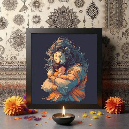 Narasimha Swamy Protecting Prahlada Photo Frame | Perfect Gift for Narasimha Swamy Devotees | 300 GSM Glossy Finish