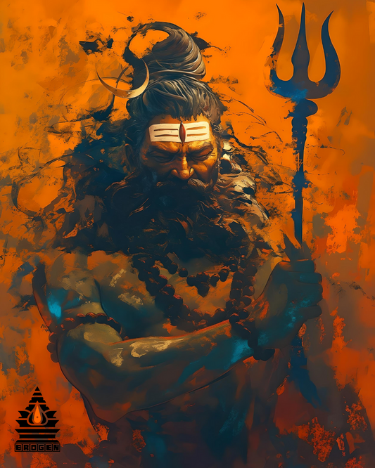 Fierce Digital Art of Lord Bhairava - High-Resolution Downloadable PNG for Spiritual Protection