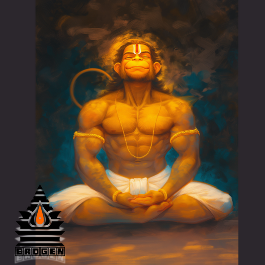 Hanuman Meditating Digital Art | High-Resolution Spiritual Artwork for Download