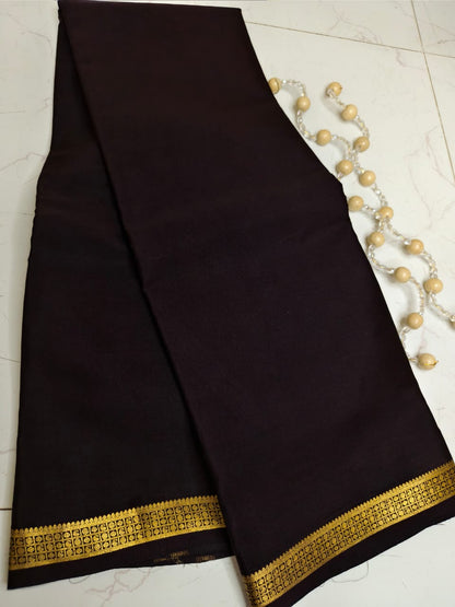 Elegant Dark Brown Pure Silk Saree – Traditional Silk Saree for Weddings, Festive & Ethnic Wear