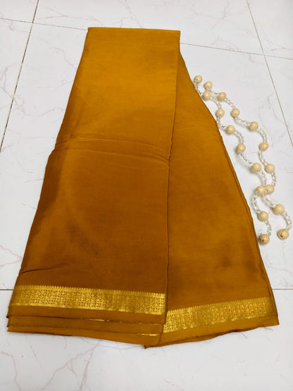 Golden Brown Silk Saree – Elegant Pure Silk Saree for Traditional & Festive Wear
