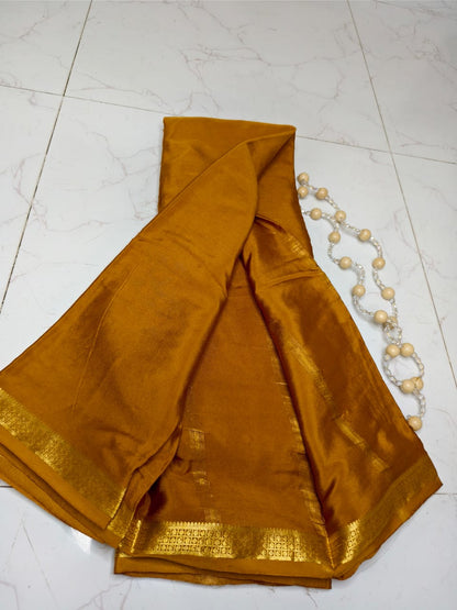 Golden Brown Silk Saree – Elegant Pure Silk Saree for Traditional & Festive Wear