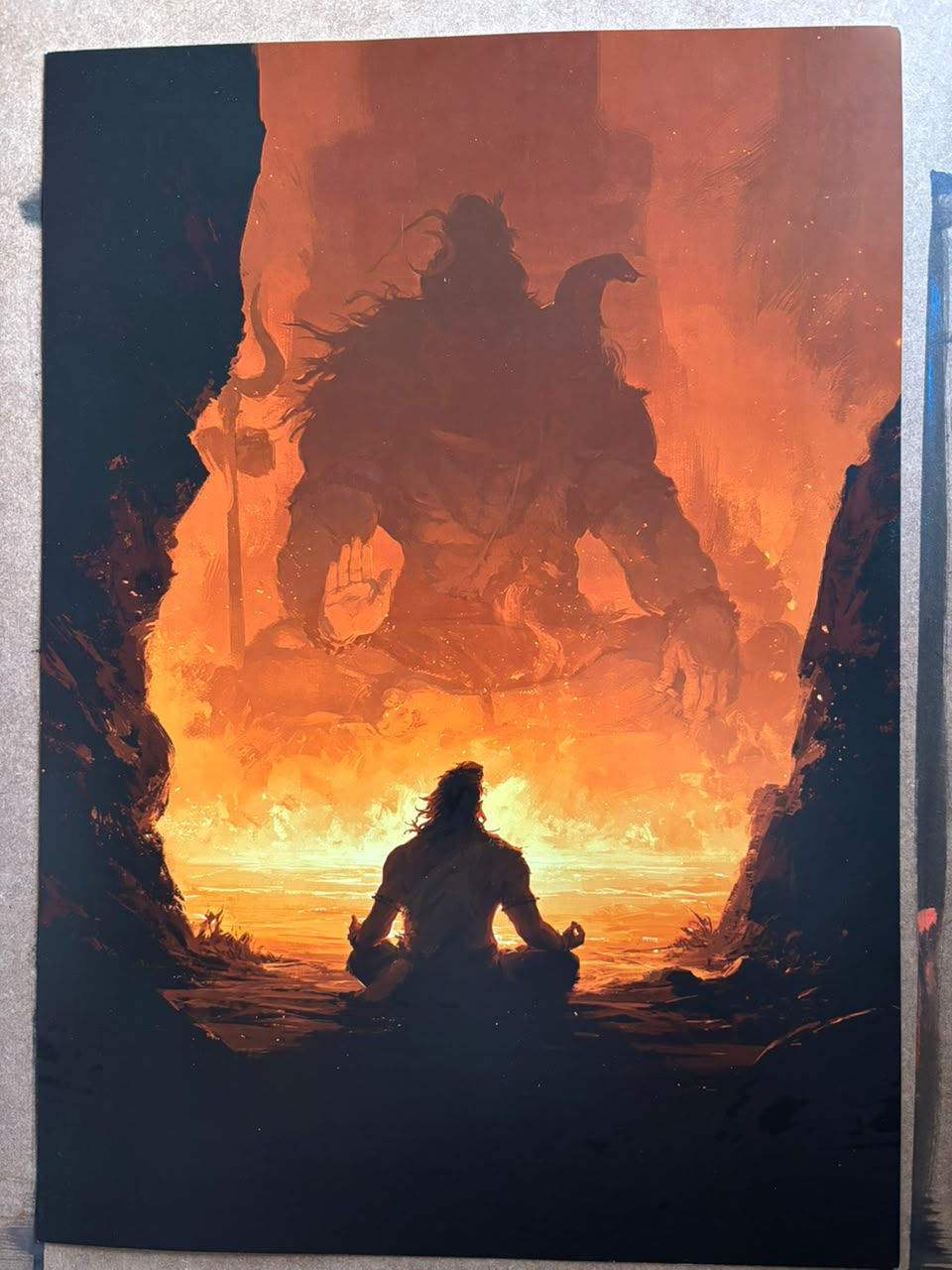 Lord Shiva Meditation Poster | Abstract Shiva & Devotee Wall Art | Premium Spiritual Print